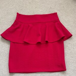2B Bebe Vibrant Red Peplum Pencil Skirt